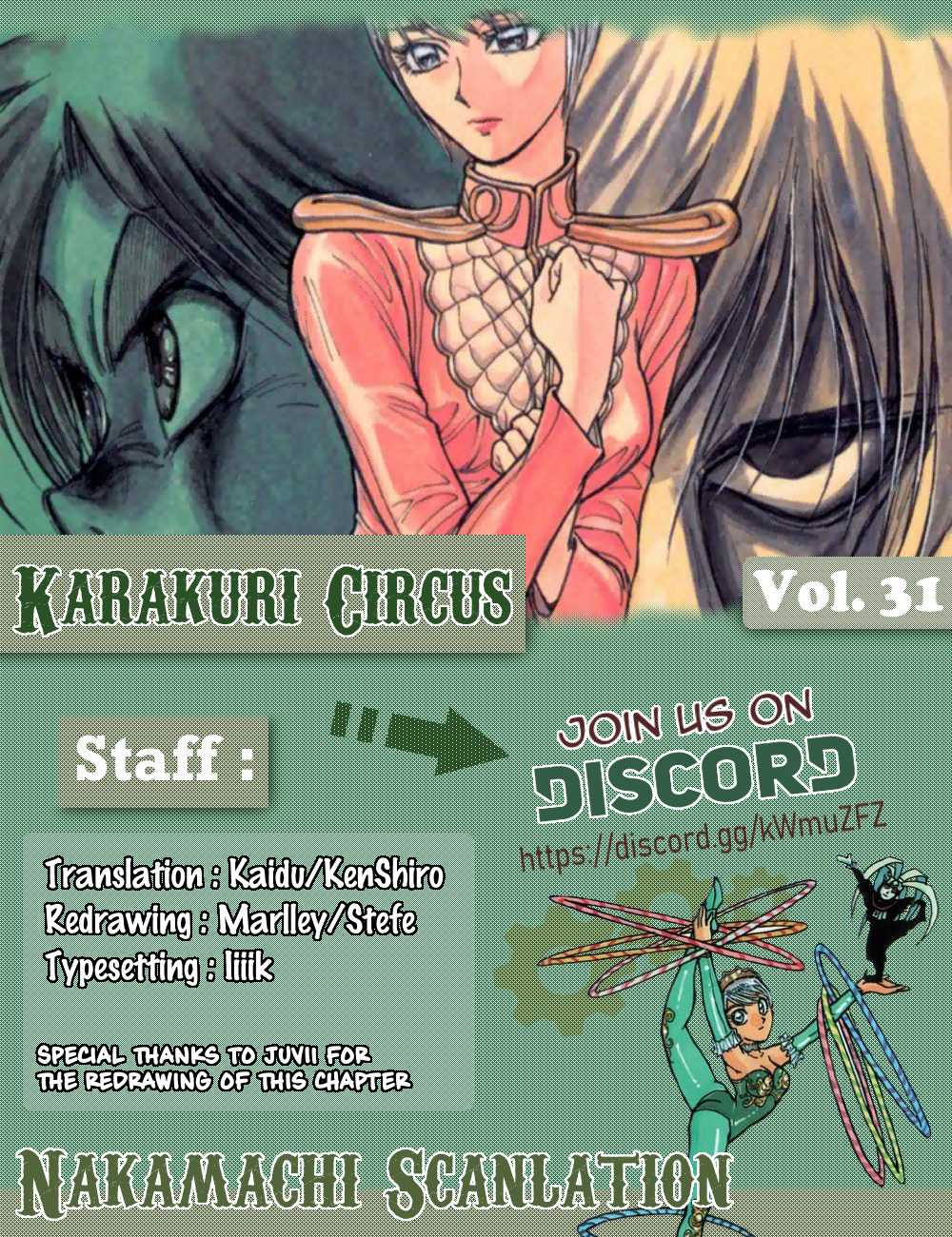 Karakuri Circus Chapter 301 page 1 - Chapter 301: Main Part - Days with Narumi - Act 1: Opening Bell