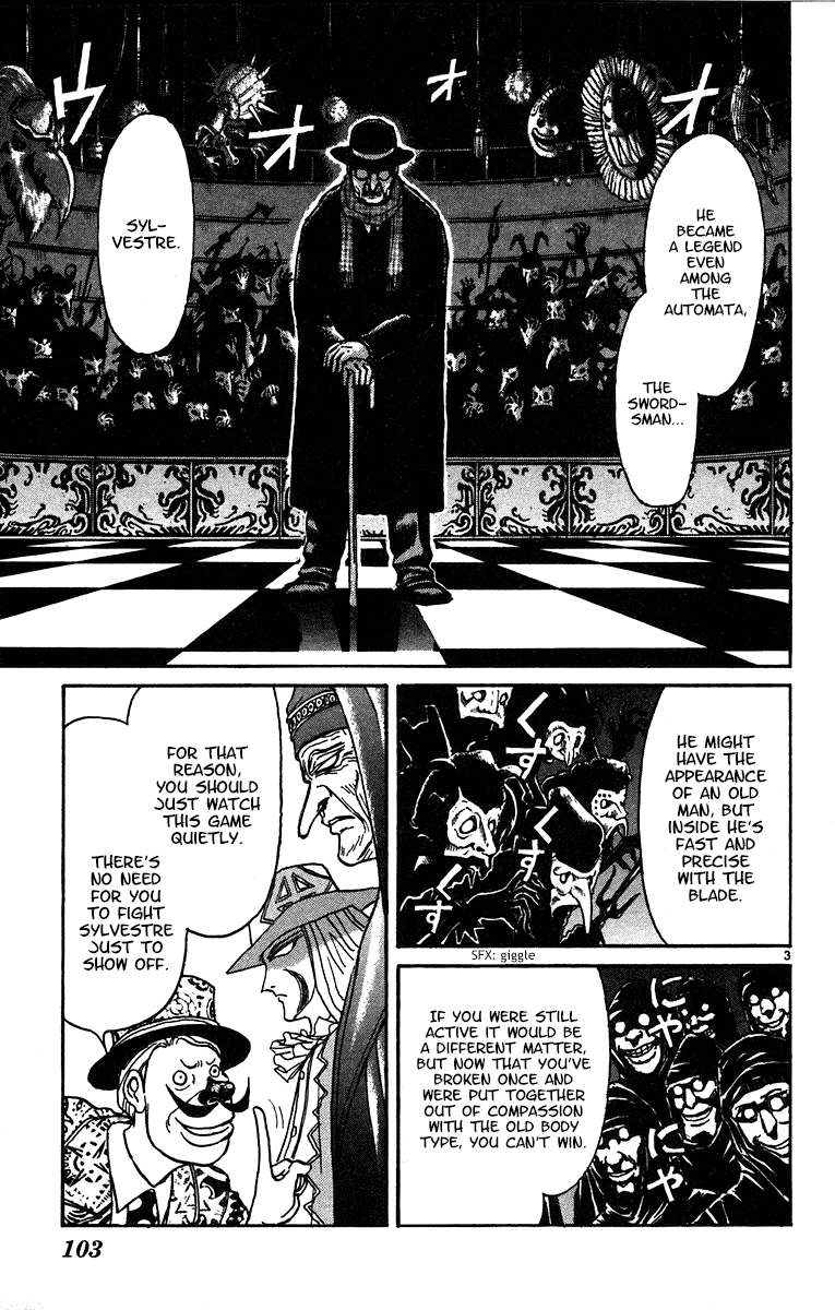 Karakuri Circus Chapter 321 page 4 - Chapter 321: Main Part - Summer at Kuroga Village - Act 3: Sylvestre