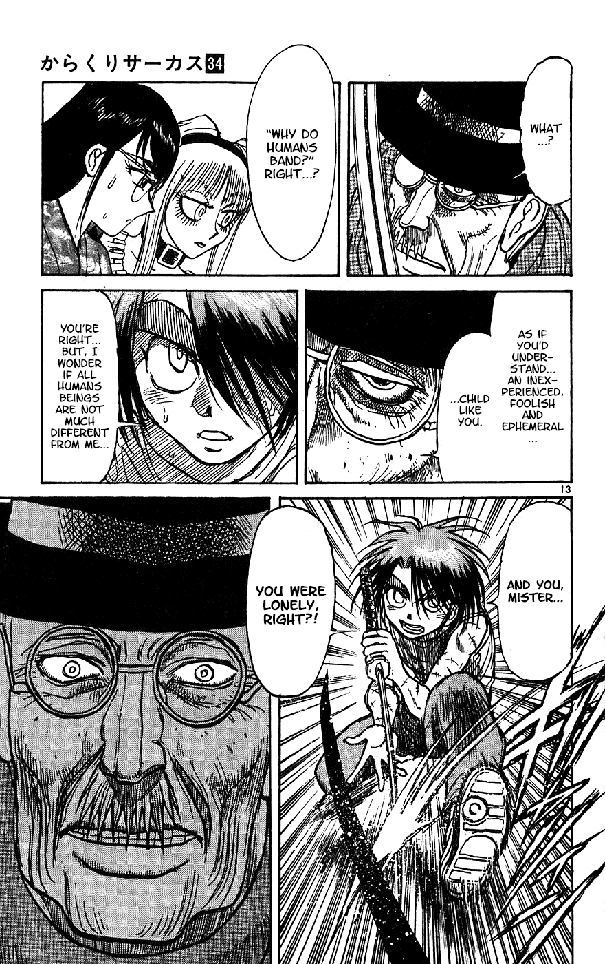 Karakuri Circus Chapter 328 page 14 - Chapter 328: Main Part - Summer at Kuroga Village - Act 10: Answer to the question