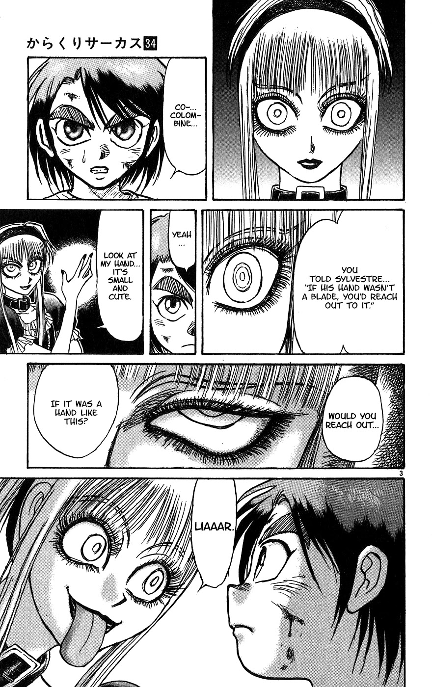 Karakuri Circus Chapter 330 page 4 - Chapter 330: Main Part - Summer at Kuroga Village - Act 12: Temporary Closing