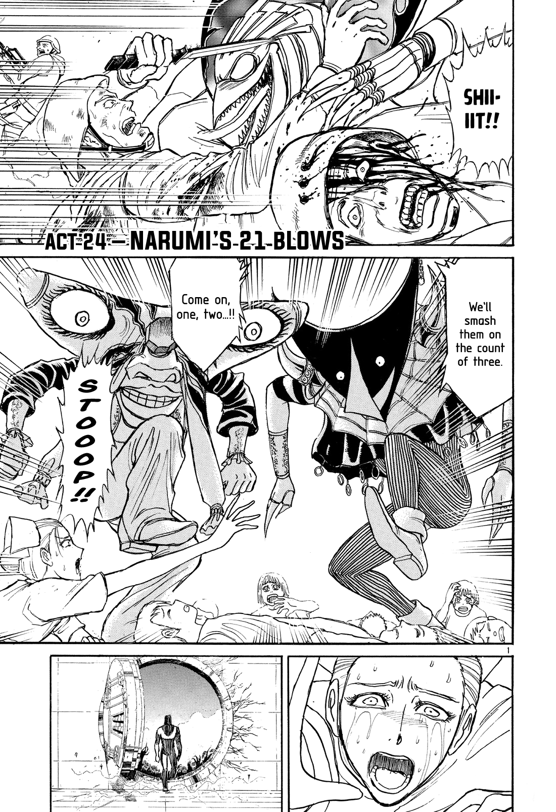 Karakuri Circus Chapter 357 page 1 - Chapter 357: Deus Ex Machina - Act 24: Narumi's 21 Blows