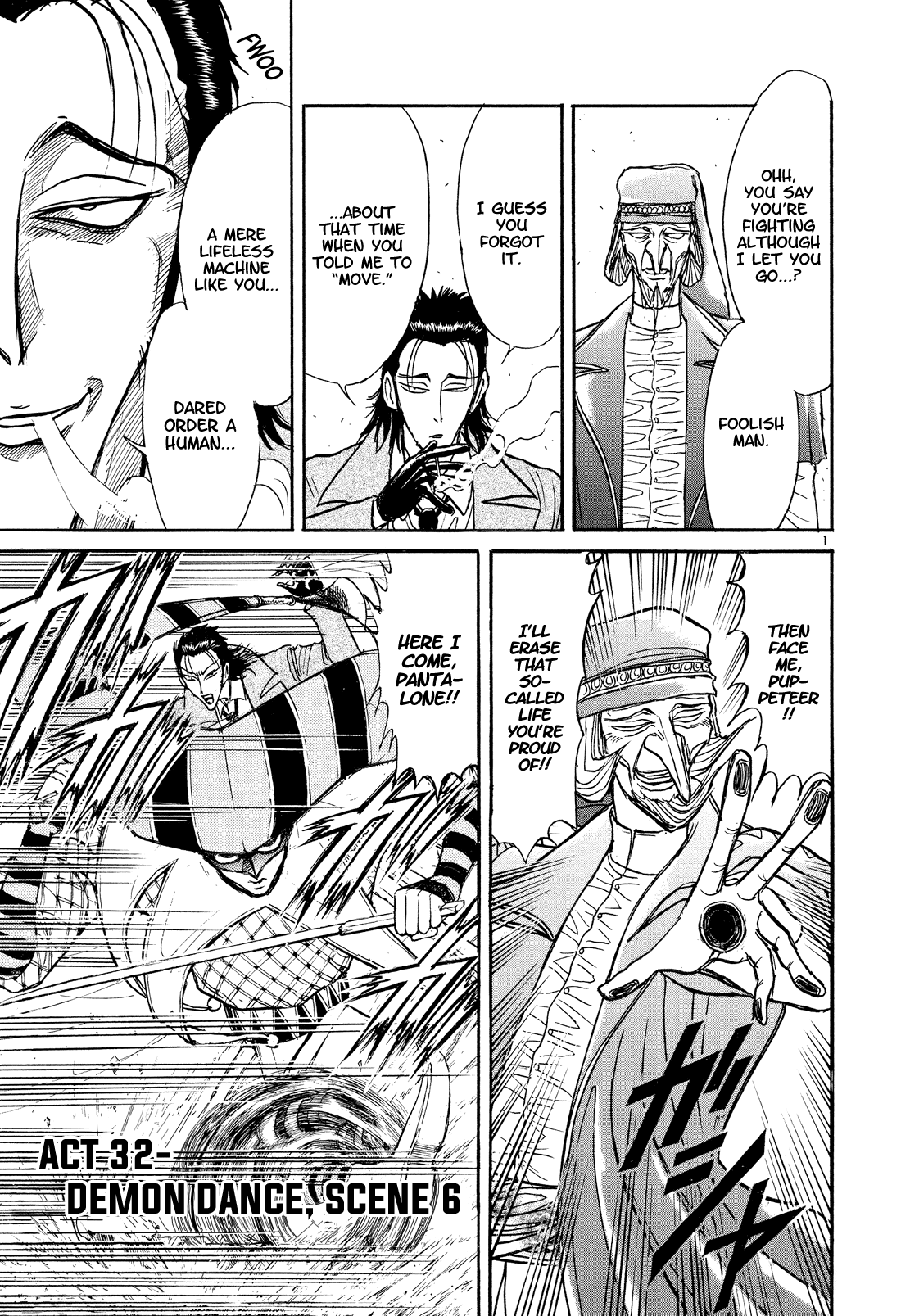 Karakuri Circus Chapter 365 page 1 - Chapter 365: Deus Ex Machina - Act 32: Demon Dance, Scene 6