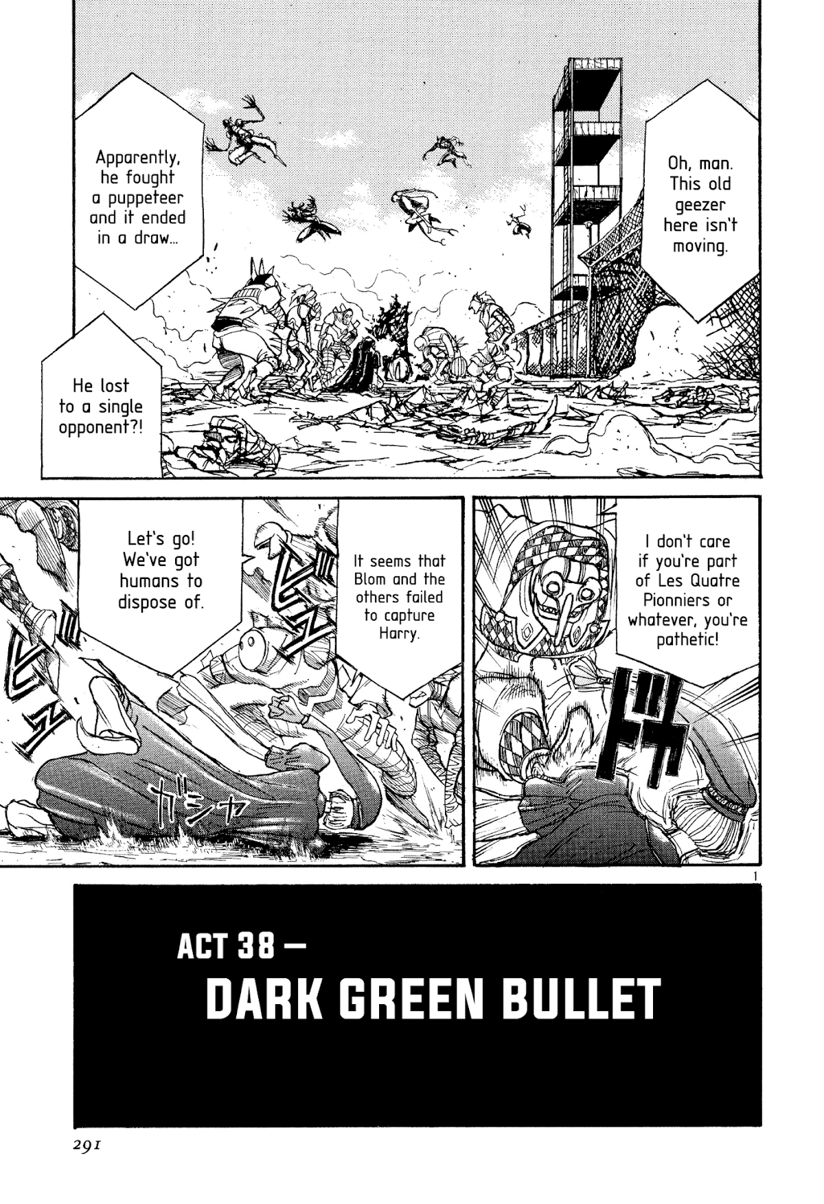 Karakuri Circus Chapter 371 page 1 - Chapter 371: Deus Ex Machina - Act 38: Dark Green Bullet