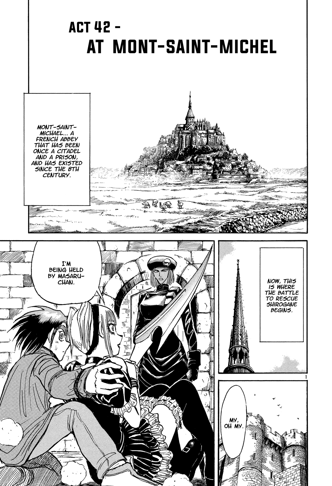 Karakuri Circus Chapter 375 page 1 - Chapter 375: Deus Ex Machina - Act 42: At Mont-Saint-Michel