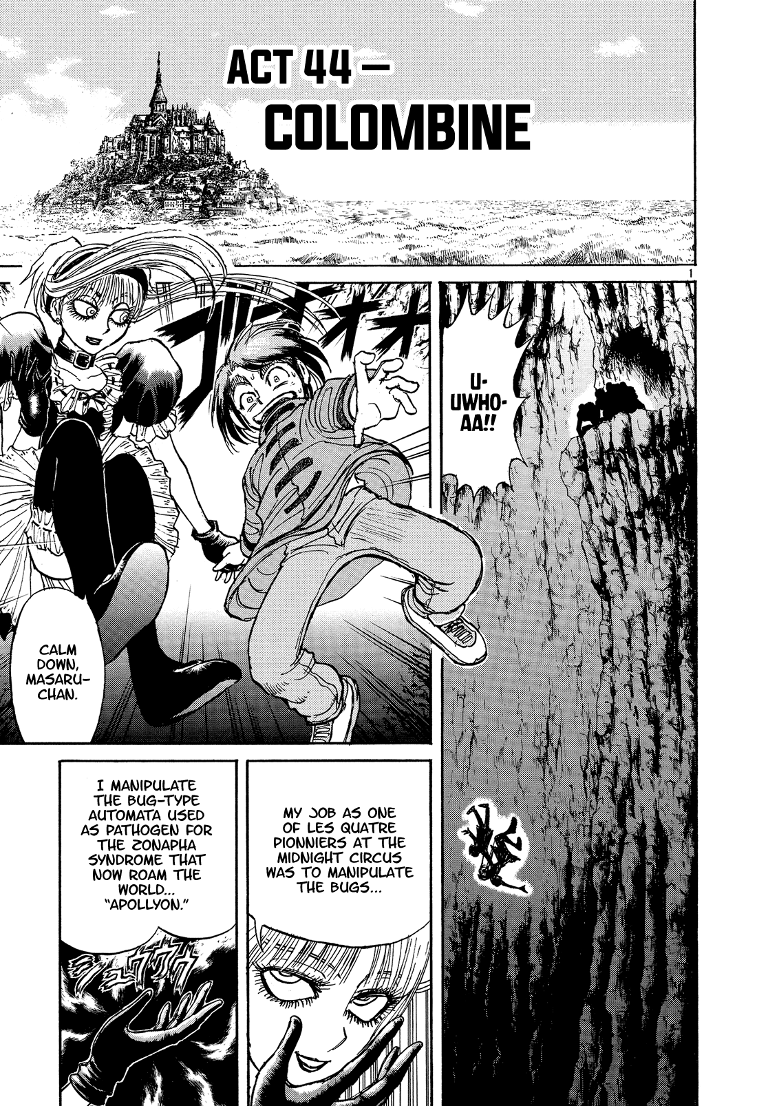 Karakuri Circus Chapter 377 page 1 - Chapter 377: Deus Ex Machina - Act 44: Columbine