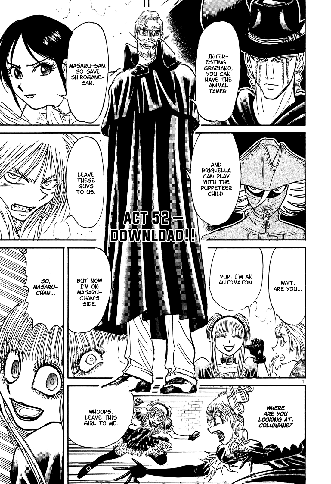 Karakuri Circus Chapter 385 page 1 - Chapter 385: Deus Ex Machina - Act 52: Download!!