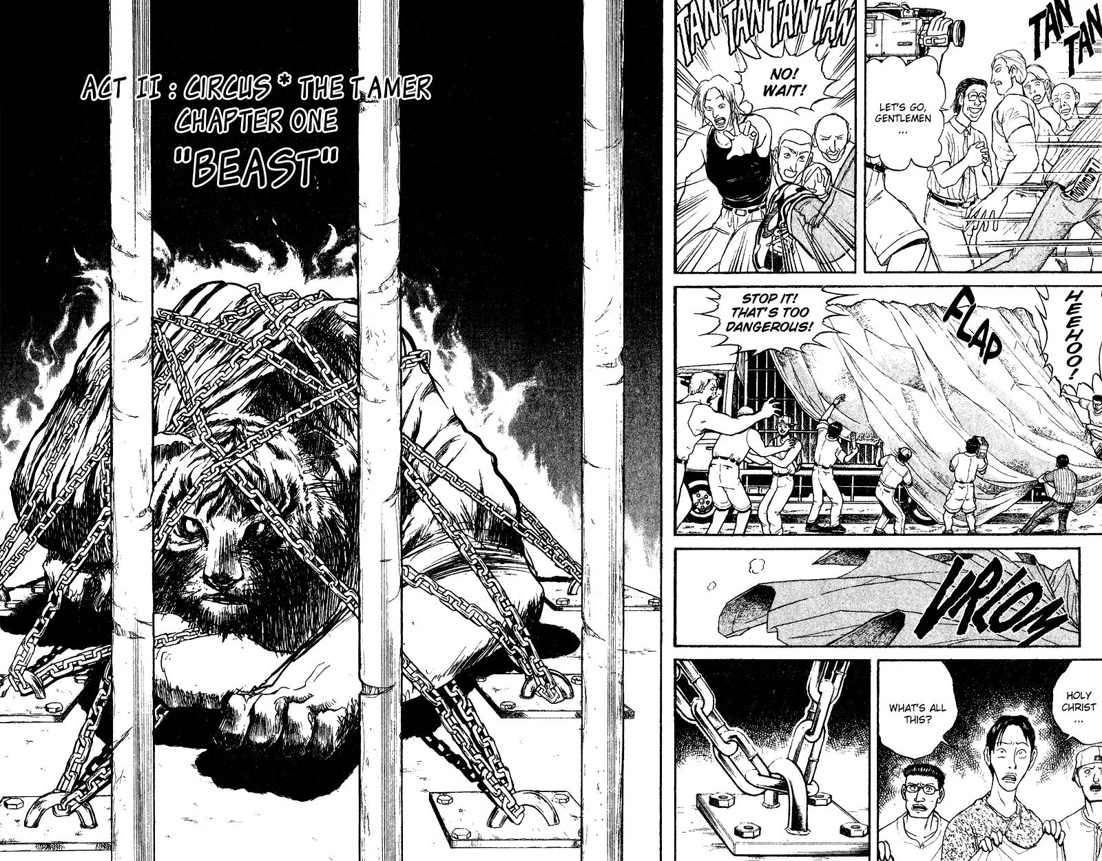Karakuri Circus Chapter 40 page 2 - Chapter 40: Beast - Act 3: Circus * The Tamer