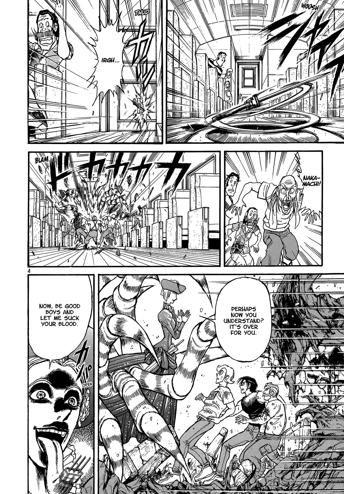 Karakuri Circus Chapter 410 page 4 - Chapter 410: Deus Ex Machina - Act 77 - Nakamachi Trio Vs. Lady Spider