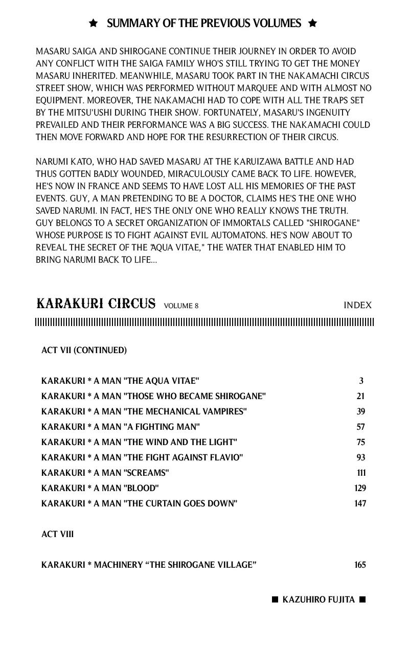 Karakuri Circus Chapter 67 page 4 - Chapter 67: The Aqua Vitae - Act 7: Karakuri * A Man
