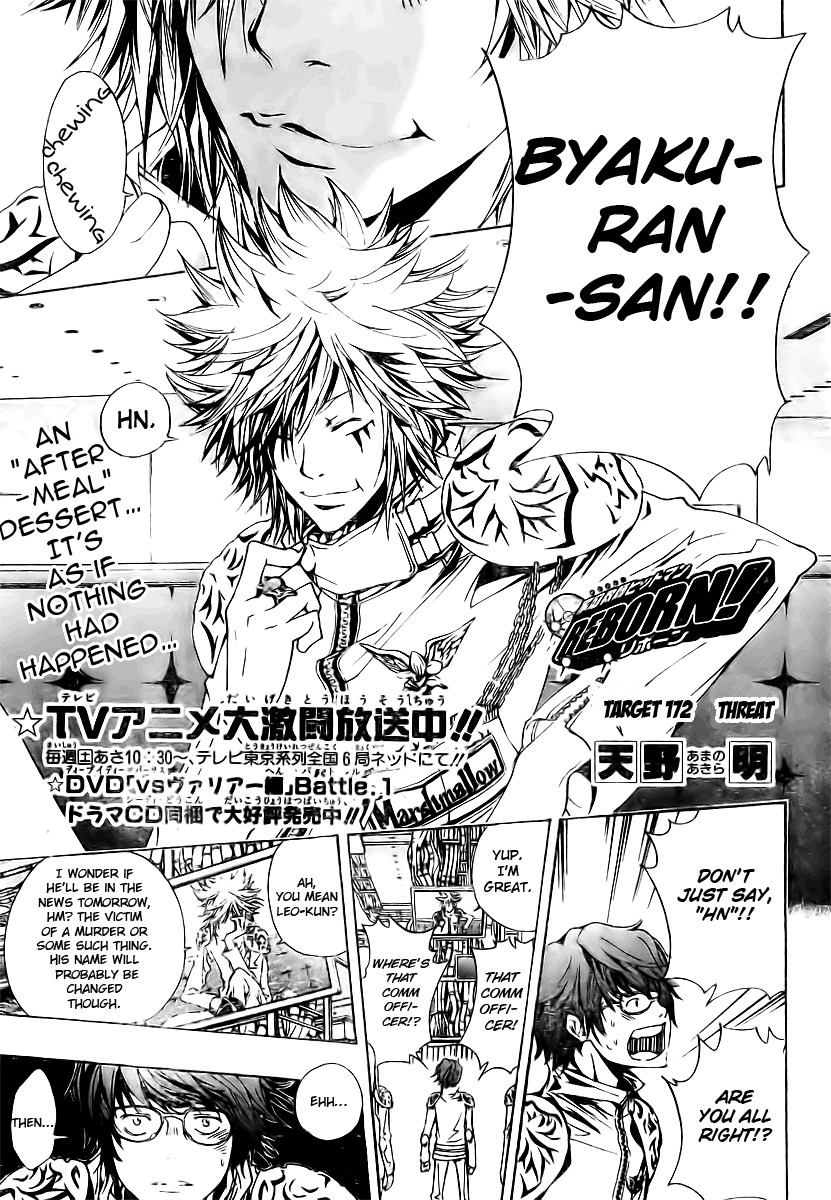 Kateikyoushi Hitman Reborn! Chapter 172 page 1 - Chapter 172: Threat