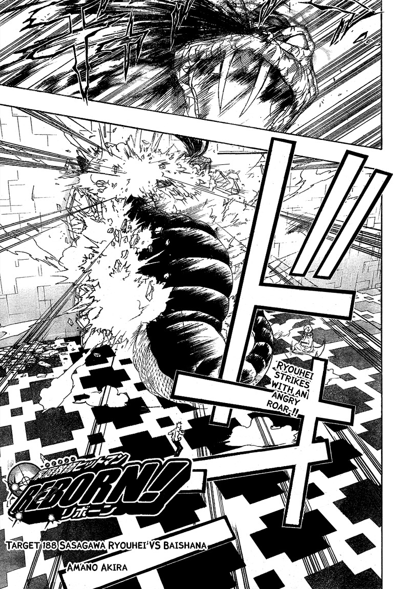 Kateikyoushi Hitman Reborn! Chapter 188 page 1 - Chapter 188: Sasagawa Ryouhei vs. Baishana