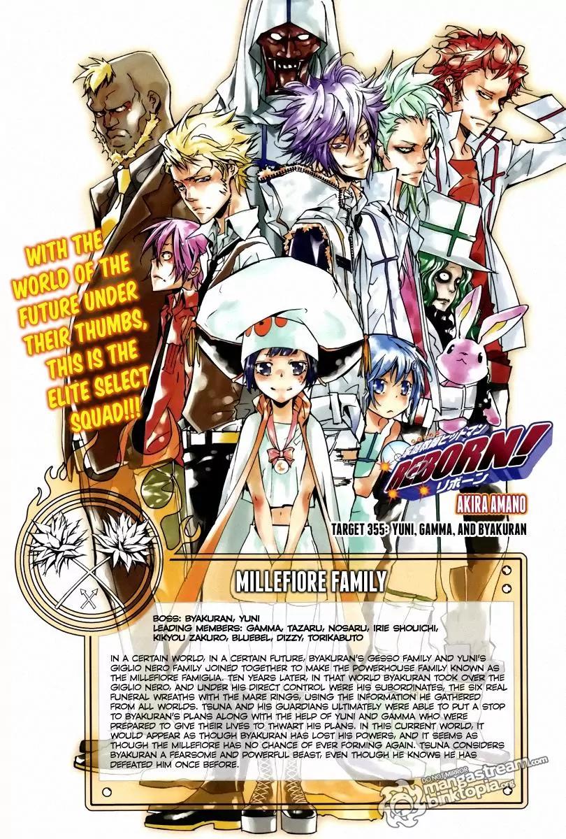 Kateikyoushi Hitman Reborn! Chapter 355 page 1 - Chapter 355: Yuni, Gamma and Byakuran