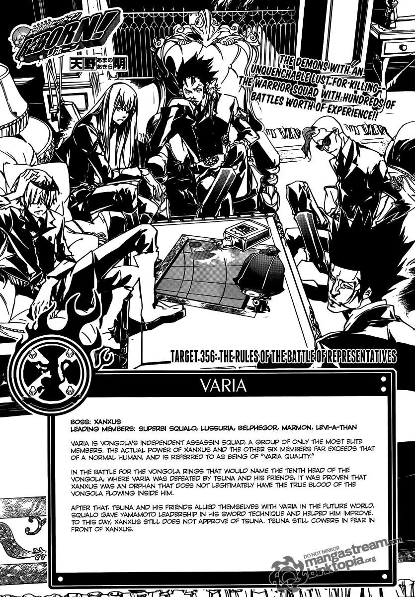 Kateikyoushi Hitman Reborn! Chapter 356 page 1 - Chapter 356: The Rules of the Battles of the Representatives