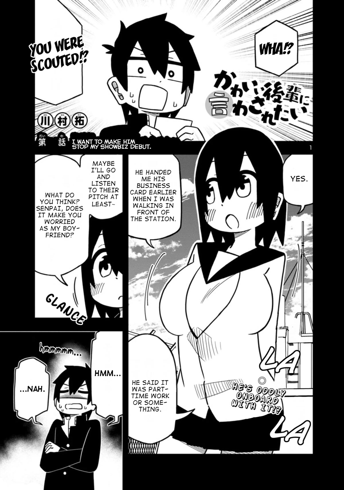 Kawaii Kouhai ni Iwasaretai Chapter 63 page 1 - Chapter 63: I want to make him stop my showbiz debut.