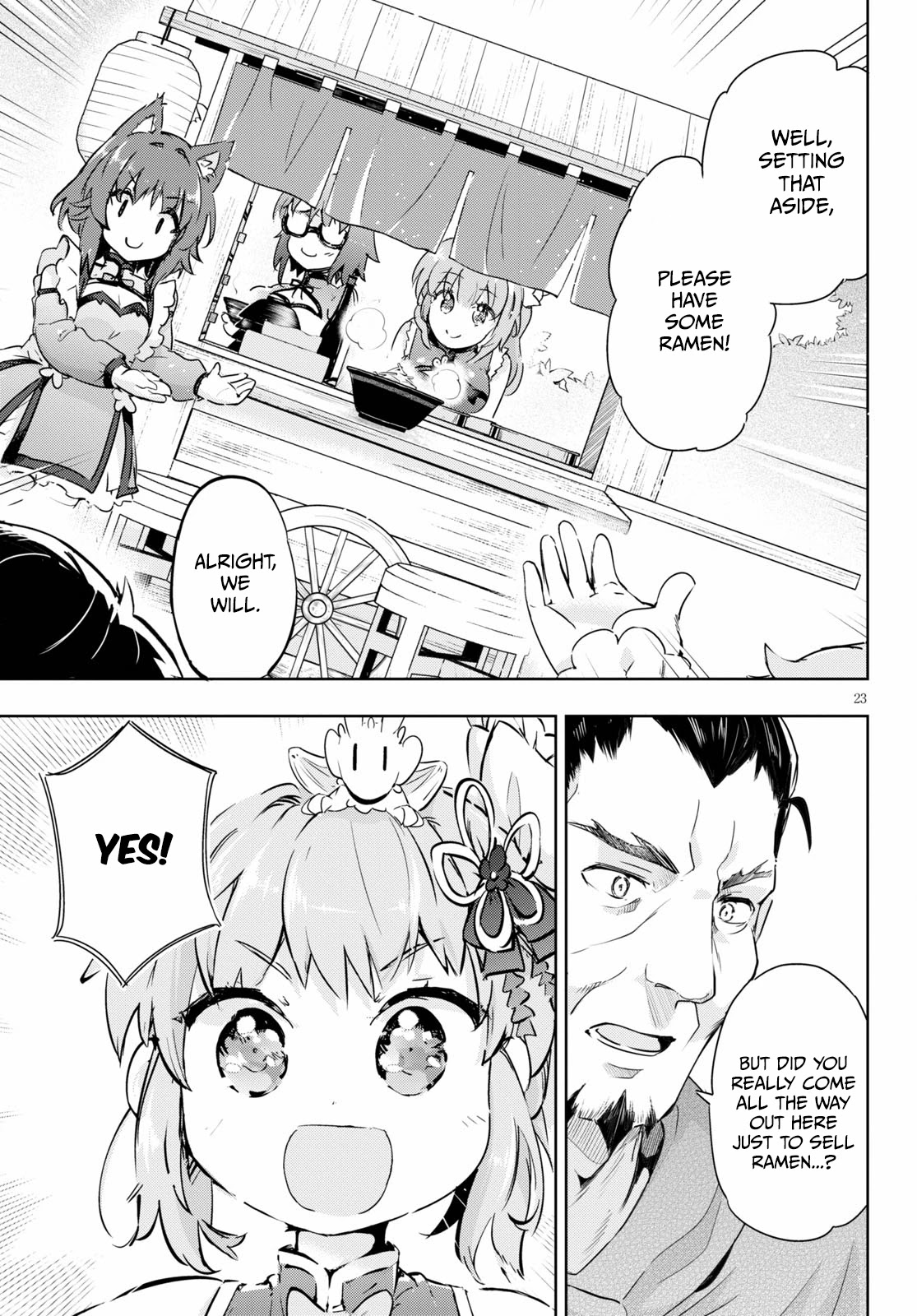 Kenshi o Mezashite Nyūgaku Shitanoni Mahō Tekisei 9999 Nandesukedo!? Chapter 43 page 23 - Chapter 43: Charge! Mobile Ramen Selling Operation!