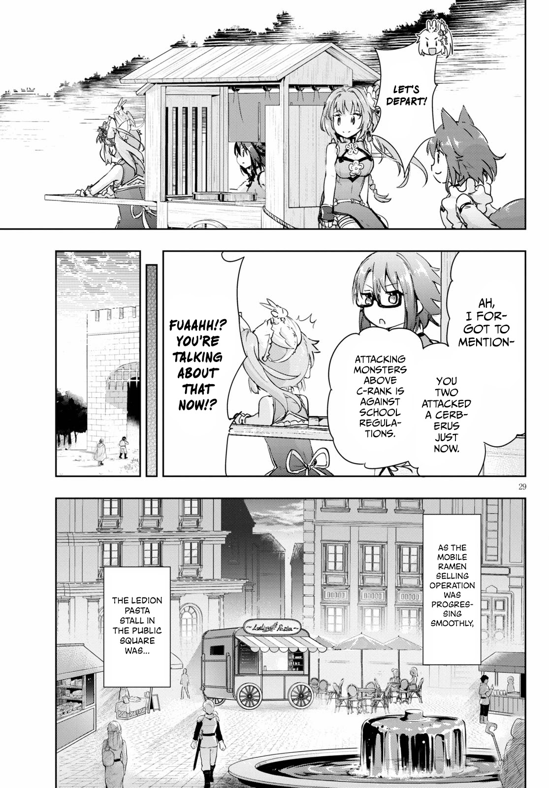 Kenshi o Mezashite Nyūgaku Shitanoni Mahō Tekisei 9999 Nandesukedo!? Chapter 43 page 29 - Chapter 43: Charge! Mobile Ramen Selling Operation!