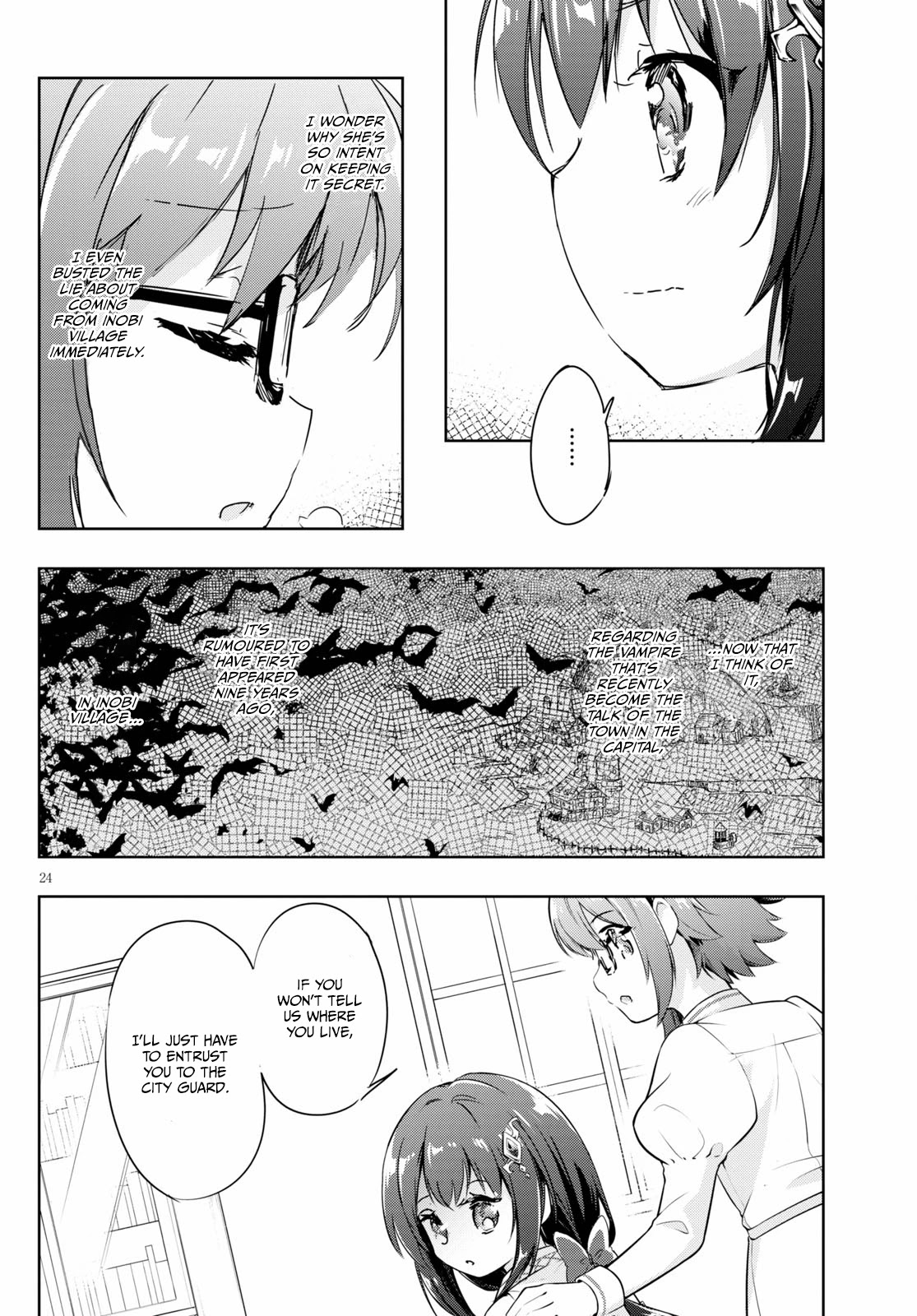 Kenshi o Mezashite Nyūgaku Shitanoni Mahō Tekisei 9999 Nandesukedo!? Chapter 46 page 24 - Chapter 46: A runaway, or...? The girl with blood-red eyes!