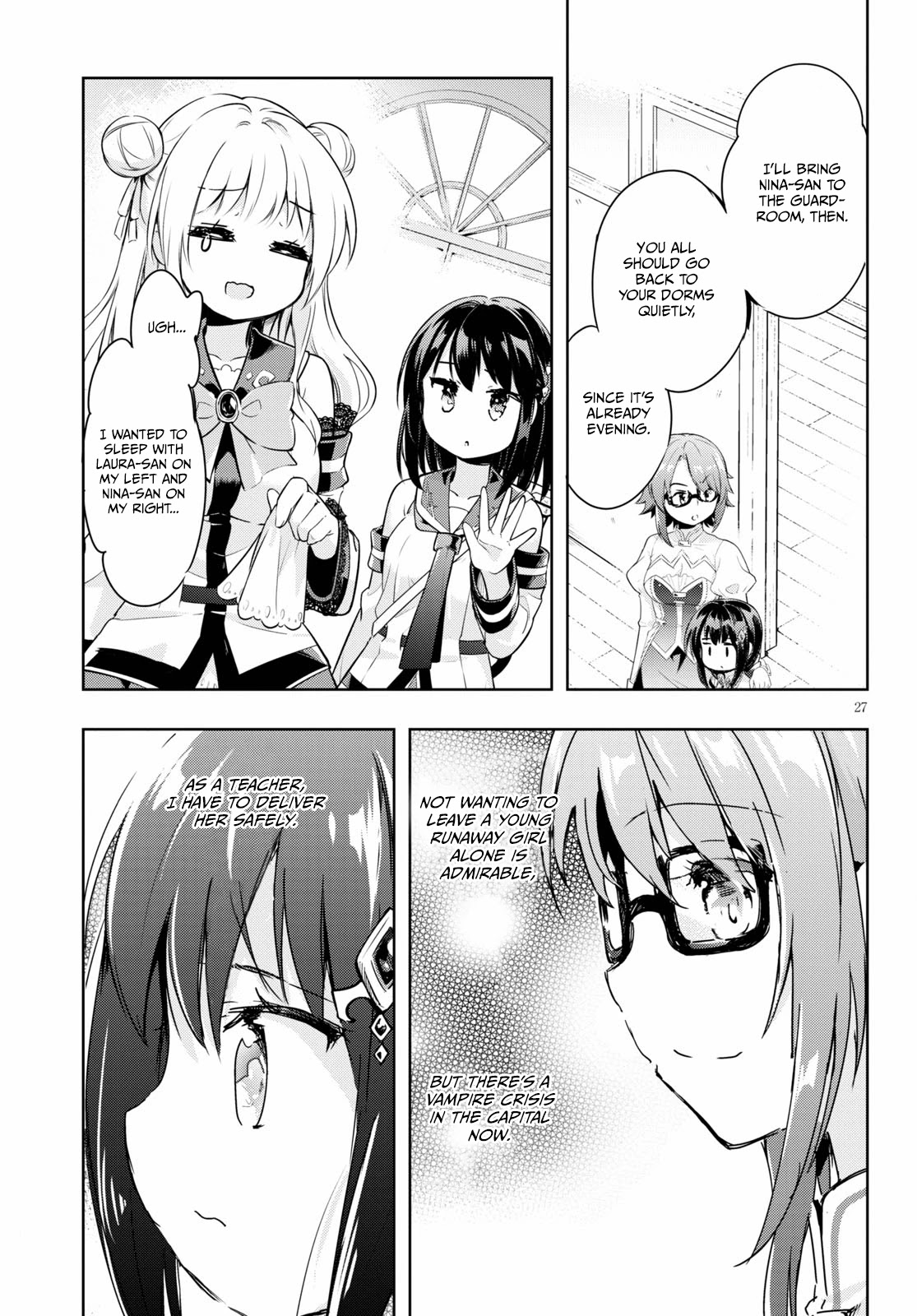 Kenshi o Mezashite Nyūgaku Shitanoni Mahō Tekisei 9999 Nandesukedo!? Chapter 46 page 27 - Chapter 46: A runaway, or...? The girl with blood-red eyes!