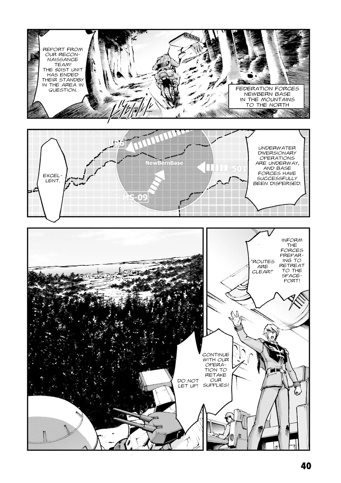 Kidou Sensei Gundam Gaiden - The Blue Destiny (TAICHI You) Chapter 7 page 1 - Chapter 7: Battle Of Newbern Base