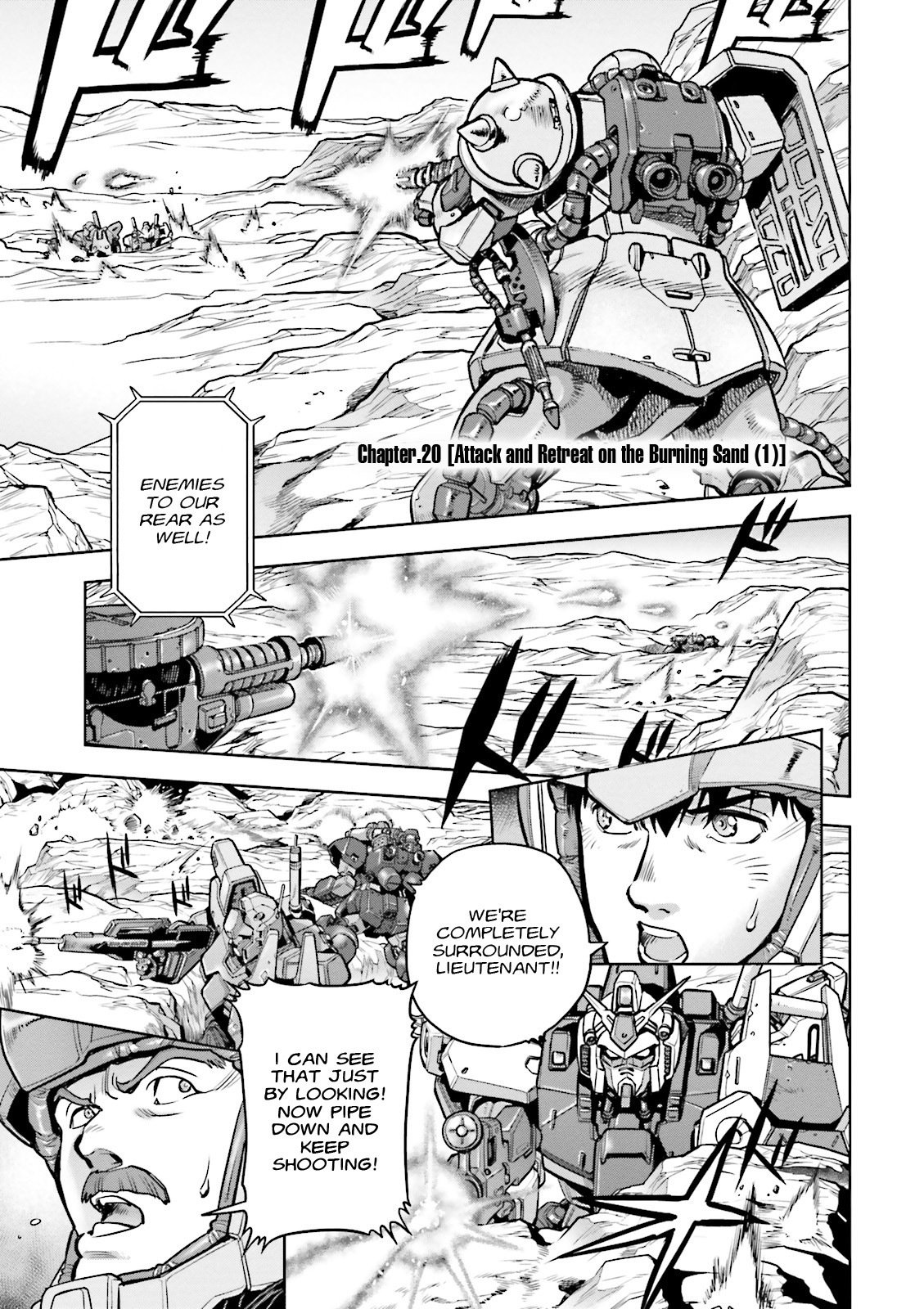 Kidou Senshi Gundam 0083 Rebellion Chapter 20 page 2 - Chapter 20: Attack and Retreat on the Burning Sand - Part I