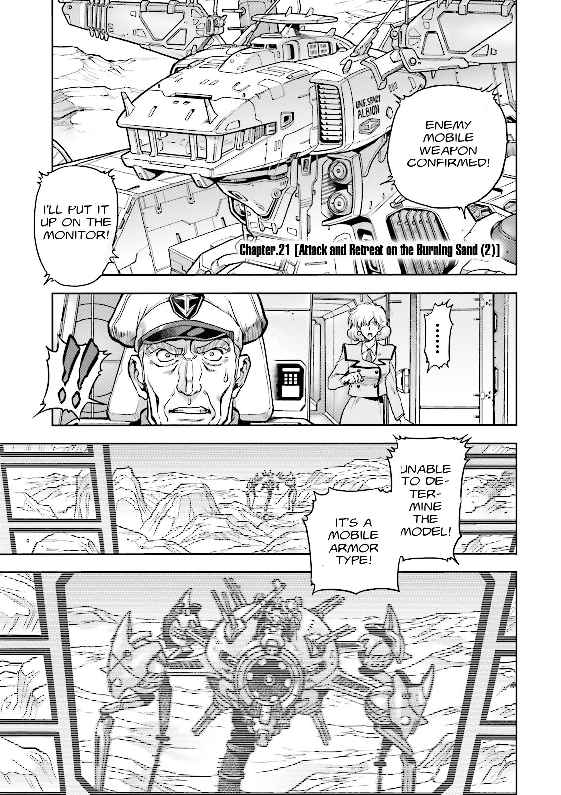 Kidou Senshi Gundam 0083 Rebellion Chapter 21 page 1 - Chapter 21: Attack and Retreat on the Burning Sand - Part II