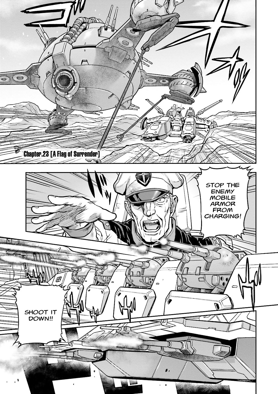Kidou Senshi Gundam 0083 Rebellion Chapter 23 page 1 - Chapter 23: A Flag of Surrender