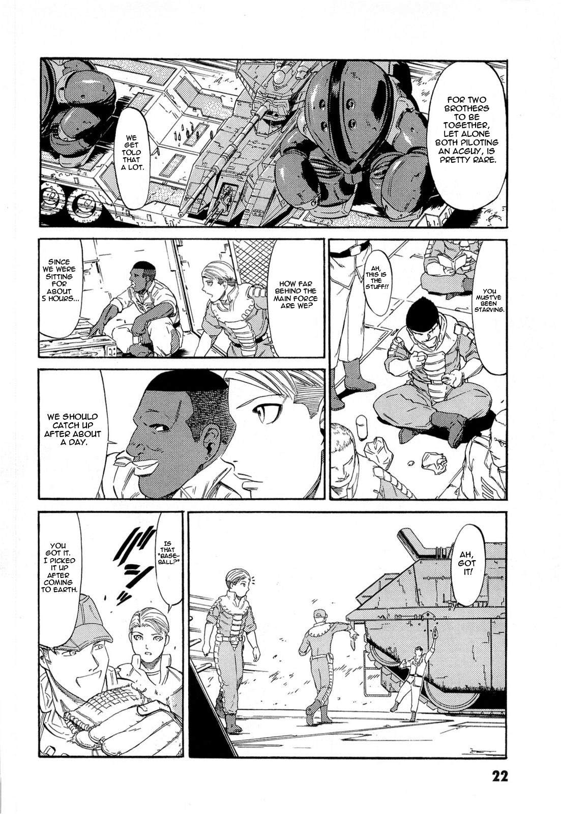 Kidou Senshi Gundam Aggai - Hokubei Oudan 2250 Mile Chapter 2 page 4 - Chapter 2: Baseball