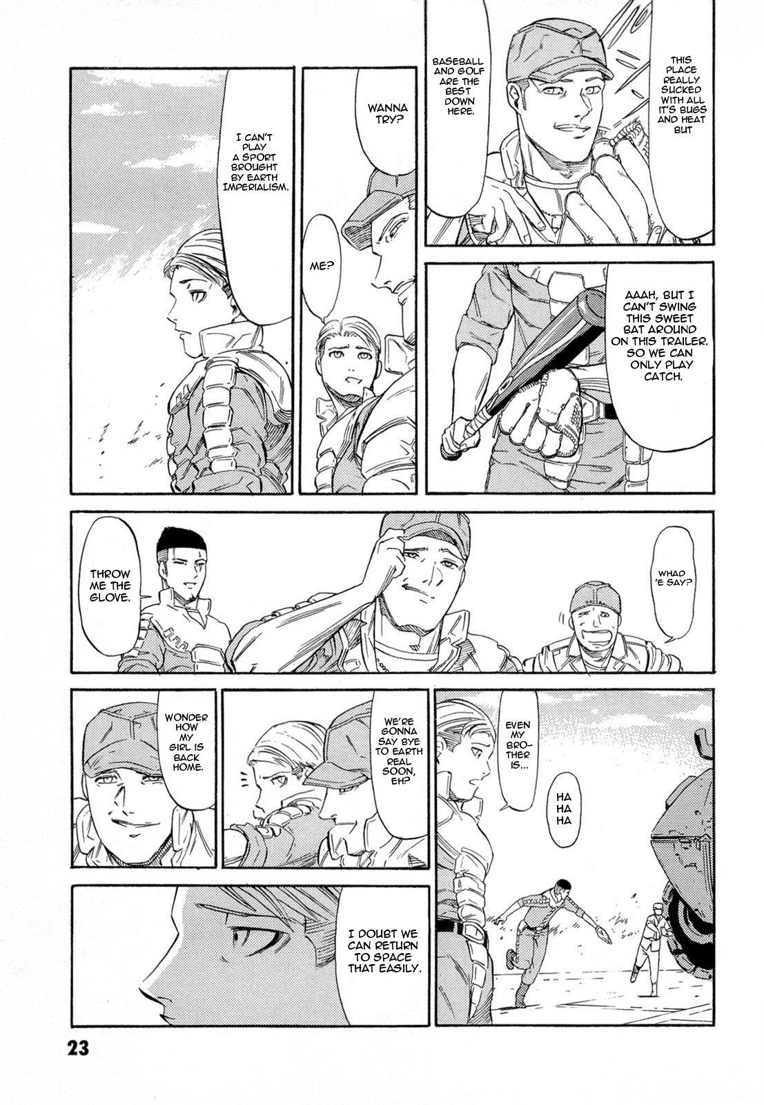 Kidou Senshi Gundam Aggai - Hokubei Oudan 2250 Mile Chapter 2 page 5 - Chapter 2: Baseball