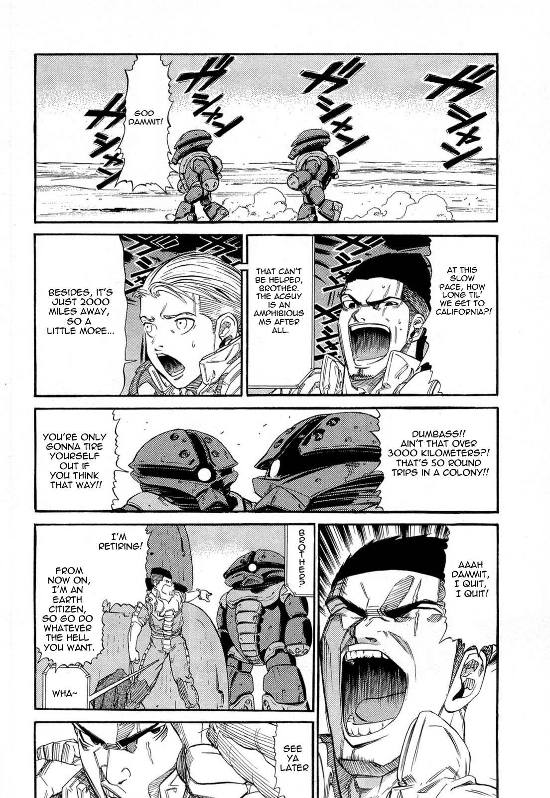 Kidou Senshi Gundam Aggai - Hokubei Oudan 2250 Mile Chapter 3 page 2 - Chapter 3: Break Dancing