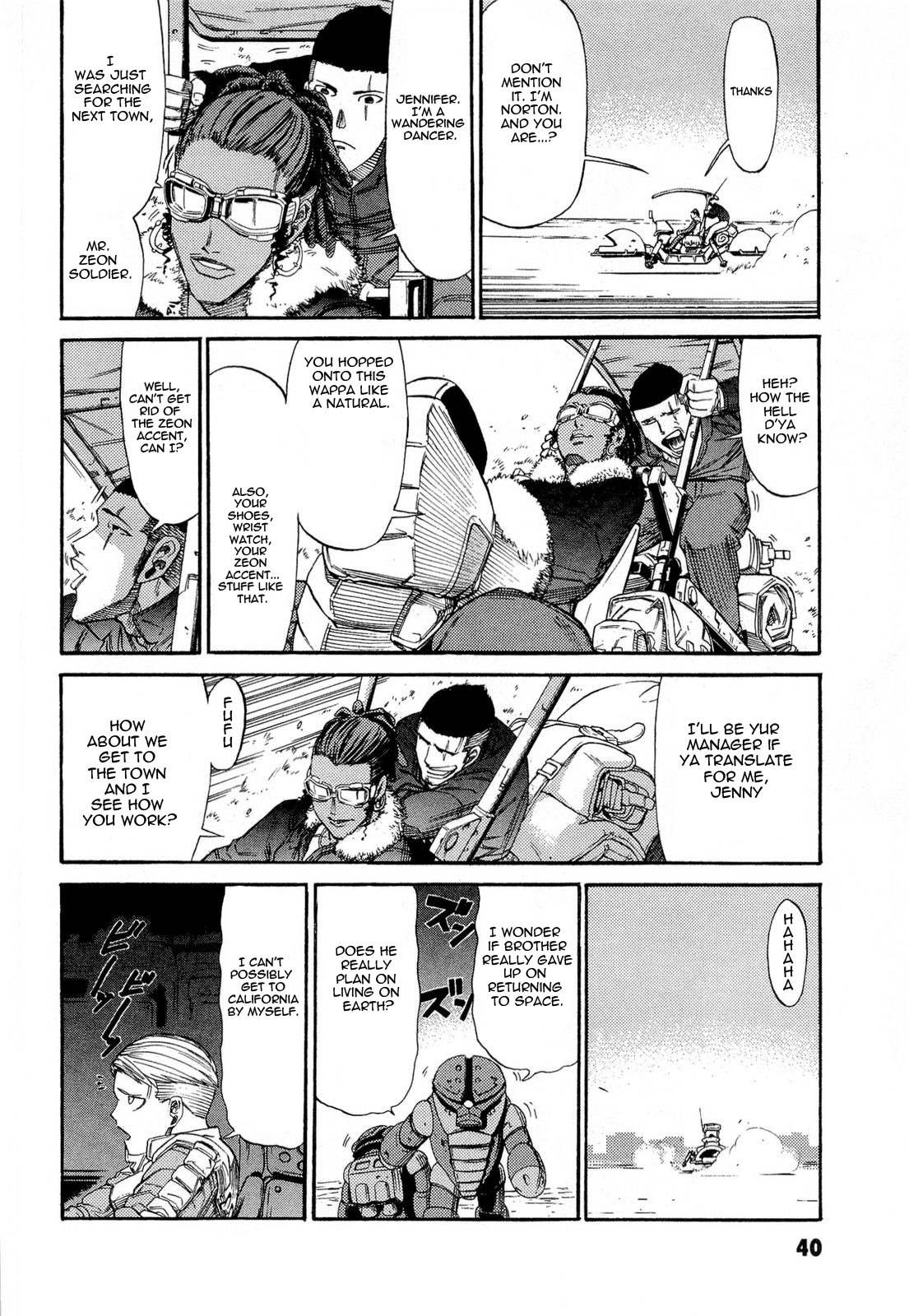 Kidou Senshi Gundam Aggai - Hokubei Oudan 2250 Mile Chapter 3 page 4 - Chapter 3: Break Dancing