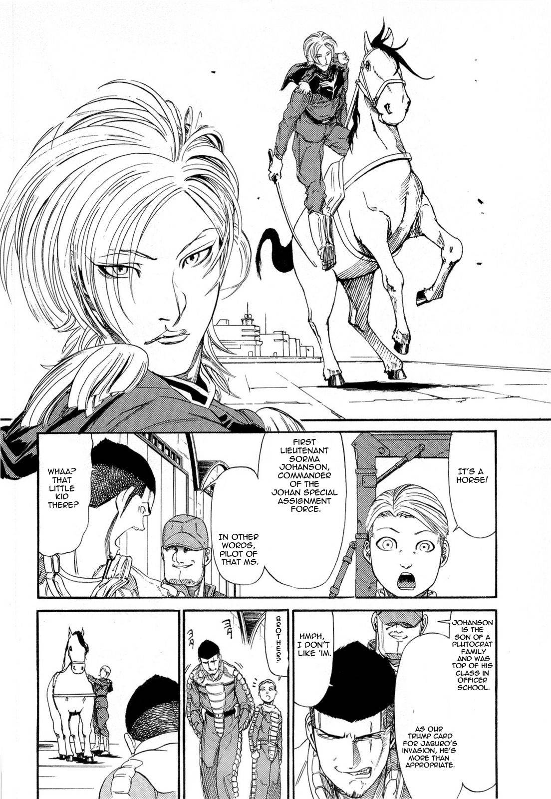 Kidou Senshi Gundam Aggai - Hokubei Oudan 2250 Mile Chapter 4 page 6 - Chapter 4: Wild Horse