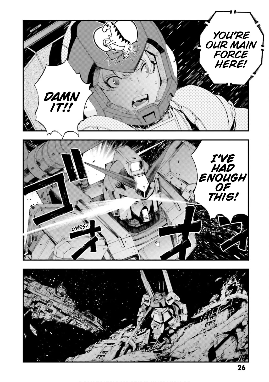 Kidou Senshi Gundam MSV-R: Johnny Ridden no Kikan Chapter 80 page 26 - Chapter 80: ONE'S TRUE COLORS
