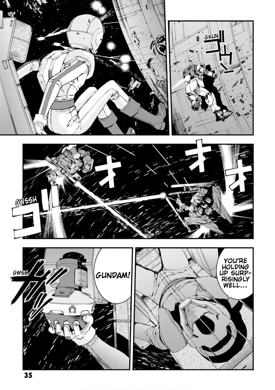 Kidou Senshi Gundam MSV-R: Johnny Ridden no Kikan Chapter 80 page 34 - Chapter 80: ONE'S TRUE COLORS