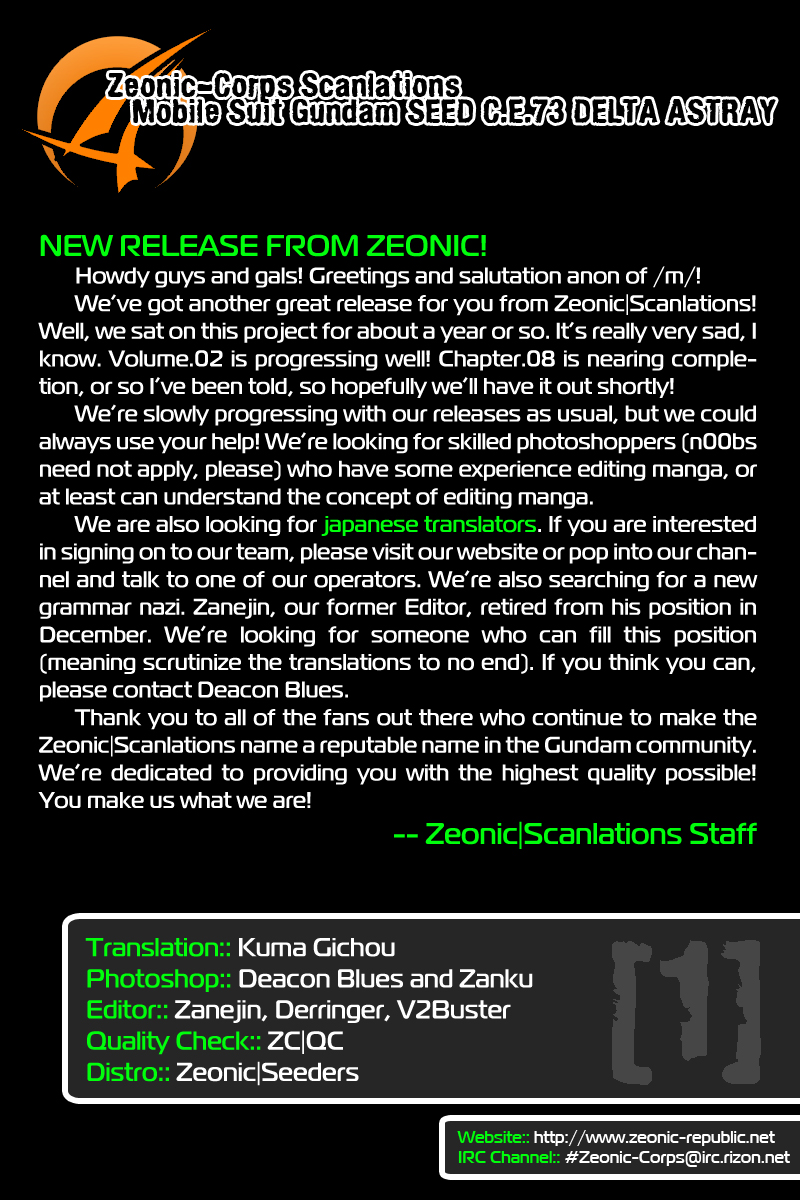 Kidou Senshi Gundam Seed C.E.73 Delta Astray Chapter 2 page 34 - Chapter 2 : Gate.02 - Blue Cosmos