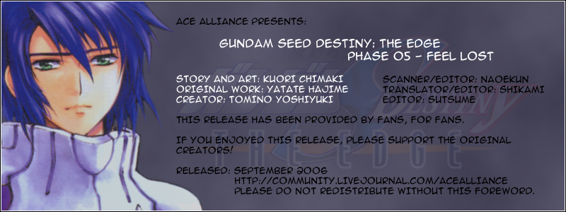 Kidou Senshi Gundam SEED Destiny the Edge Chapter 5 page 1 - Chapter 5: FEEL LOST