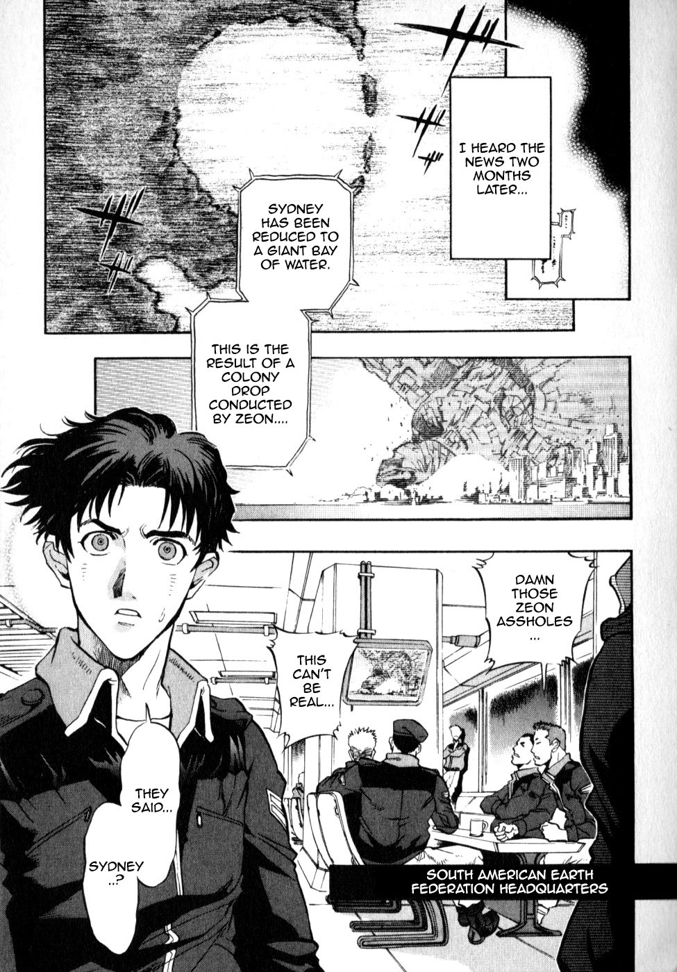 Kidou Senshi Gundam Senki: Lost War Chronicles Chapter 0.1 page 18 - Chapter 0.1: OPERATION 0 side A: Matt Healy - At the outbreak of War -