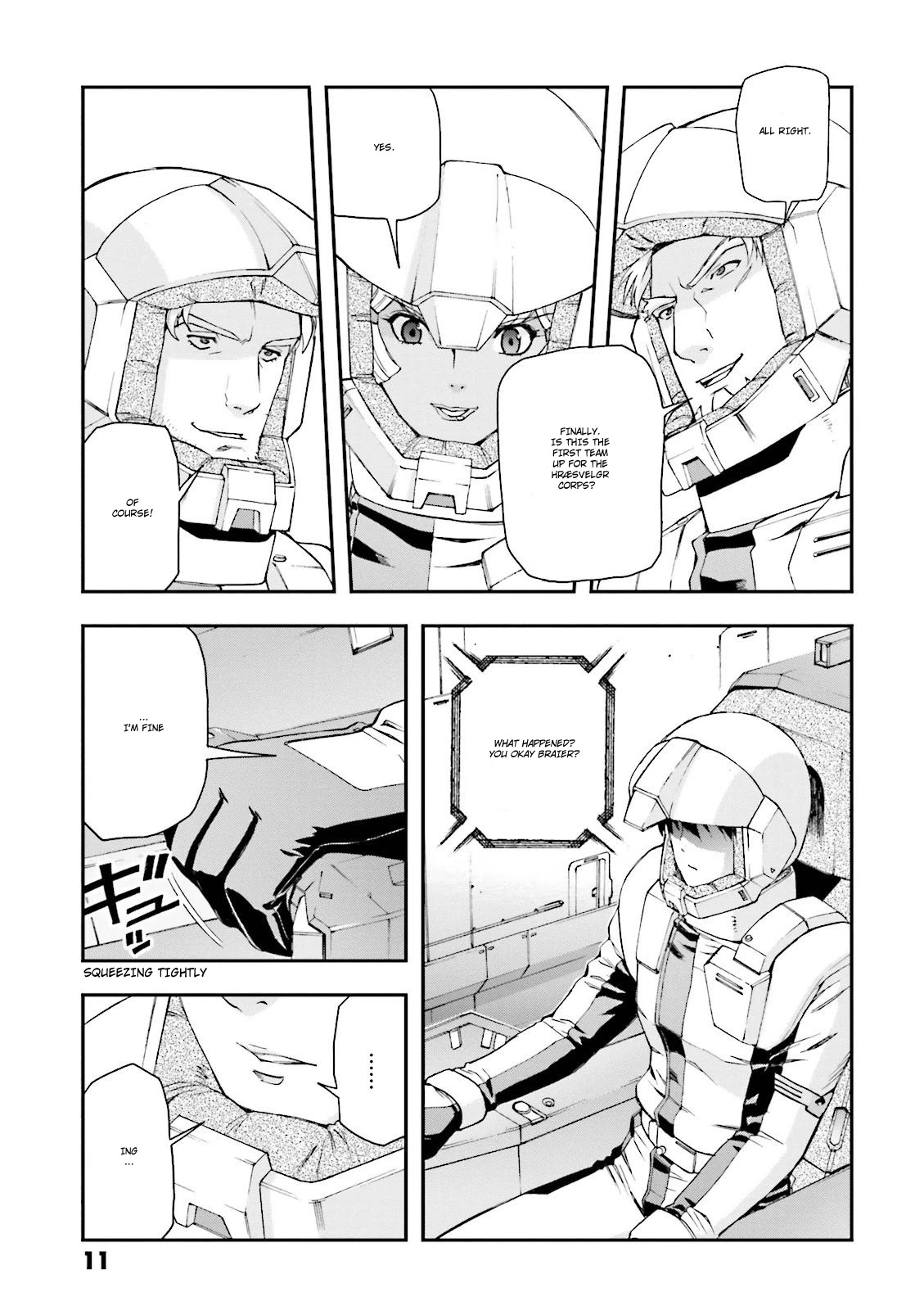 Kidou Senshi Gundam U.C. 0094 - Across The Sky Chapter 8 page 11 - Chapter 8: The Sound of Sleeves Rubbing