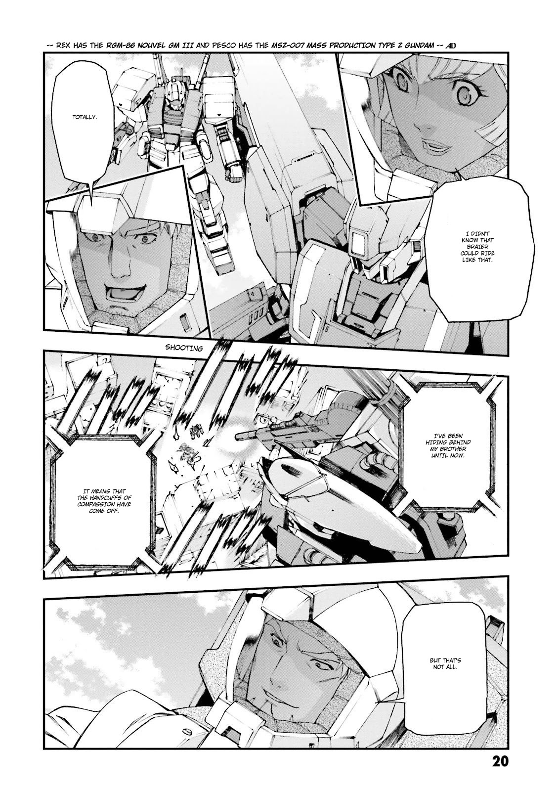 Kidou Senshi Gundam U.C. 0094 - Across The Sky Chapter 8 page 19 - Chapter 8: The Sound of Sleeves Rubbing