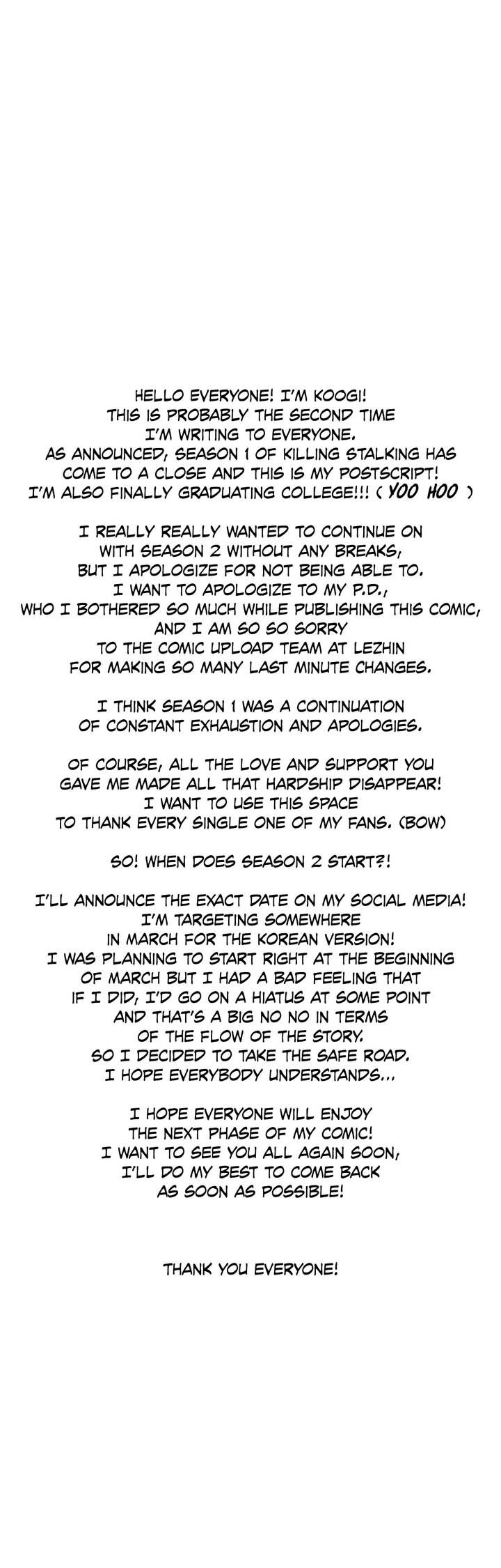 Killing Stalking Chapter 19.5 page 1 - Chapter 19.5 : Season 1 Epilogue