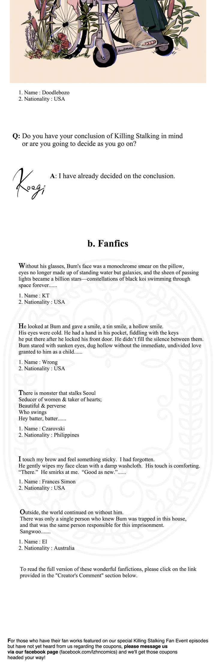 Killing Stalking Chapter 19.6 page 12 - Chapter 19.6 : Killing Stalking Fan Event Pt. 1