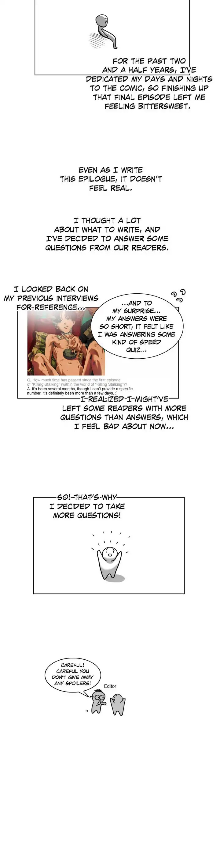 Killing Stalking Chapter 67.5 page 2 - Epilogue: Creator's Note