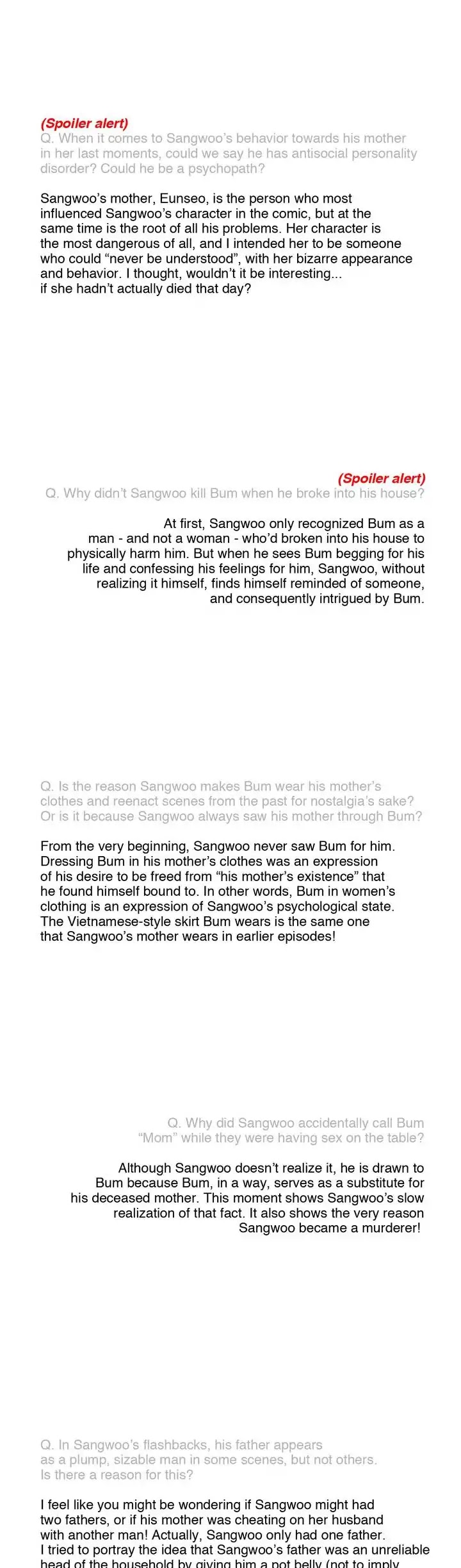 Killing Stalking Chapter 67.5 page 5 - Epilogue: Creator's Note