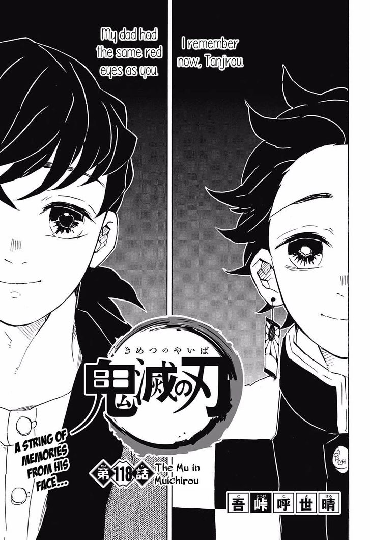 Kimetsu no Yaiba Chapter 118 page 1 - Chapter 118: The Mu of Muichiro
