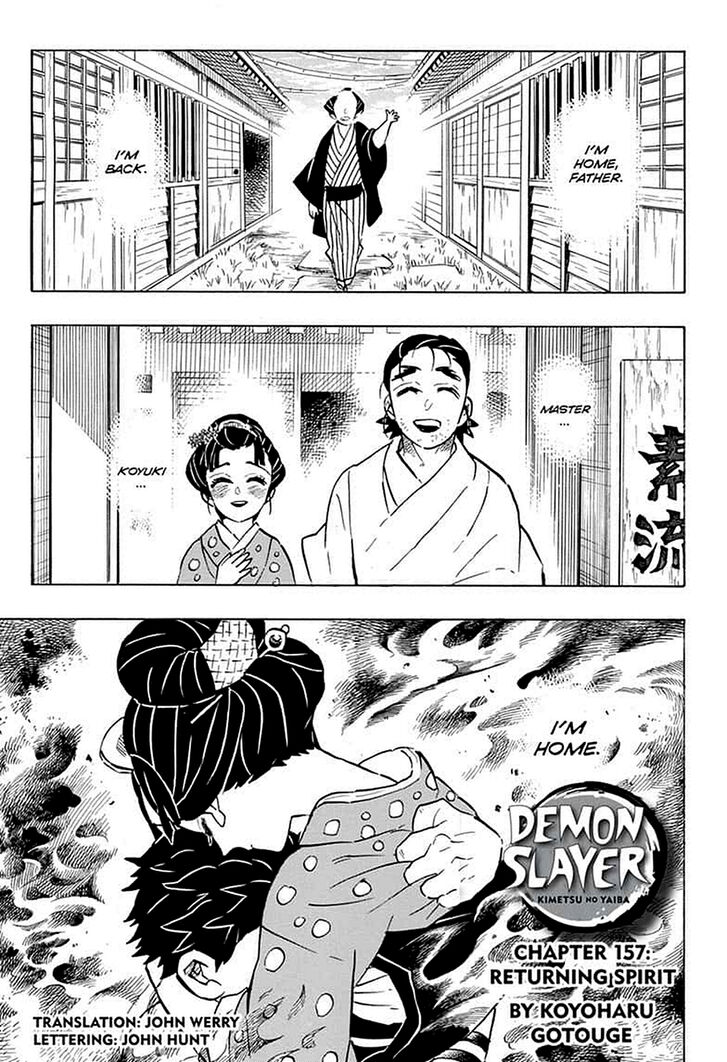 Kimetsu no Yaiba Chapter 157 page 1 - Chapter 157: Returning Spirit