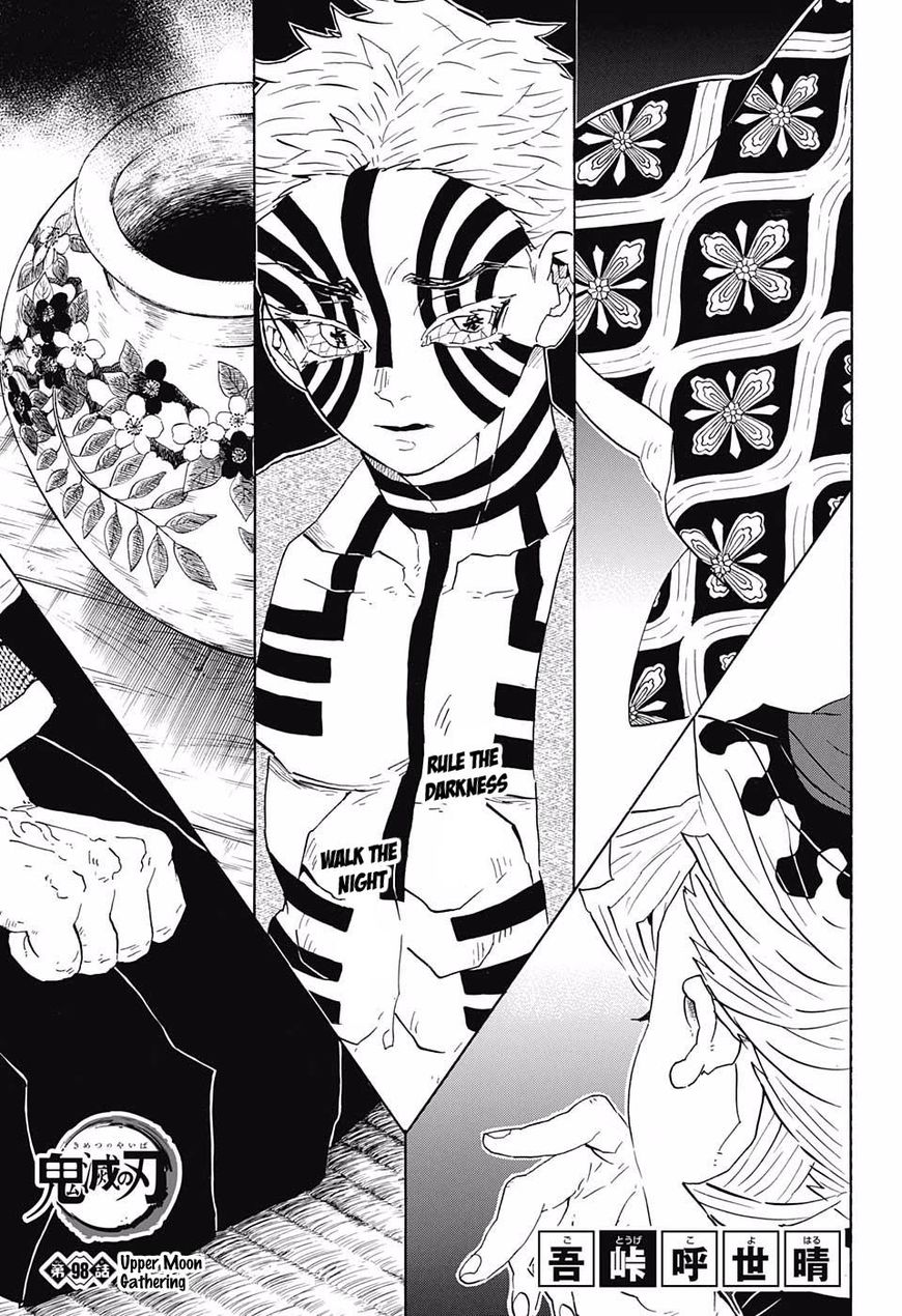 Kimetsu no Yaiba Chapter 98 page 1 - Chapter 98: The Upper Ranks Gather