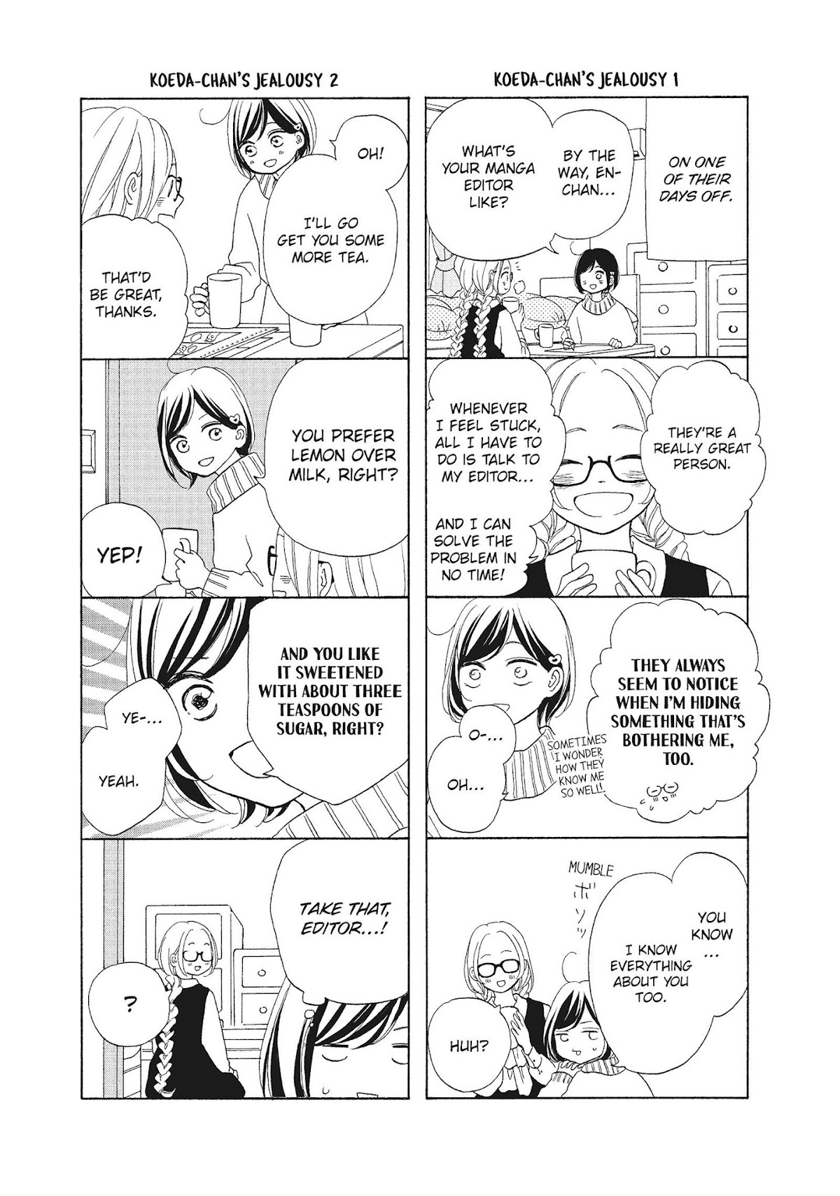 Kimi wa Kawaii Onnanoko Chapter 44.5 page 1 - Chapter 44.5: Jealousy: Featuring Koeda-chan and Friends
