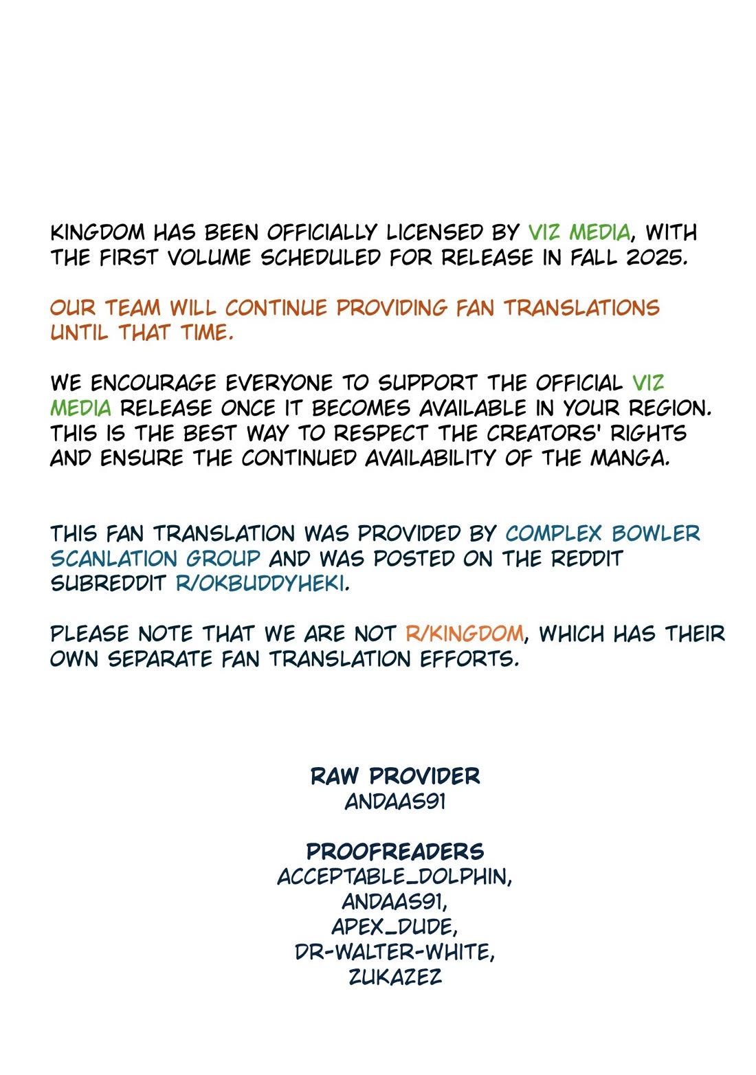 Kingdom manga, chapter 832, page 1 of 20