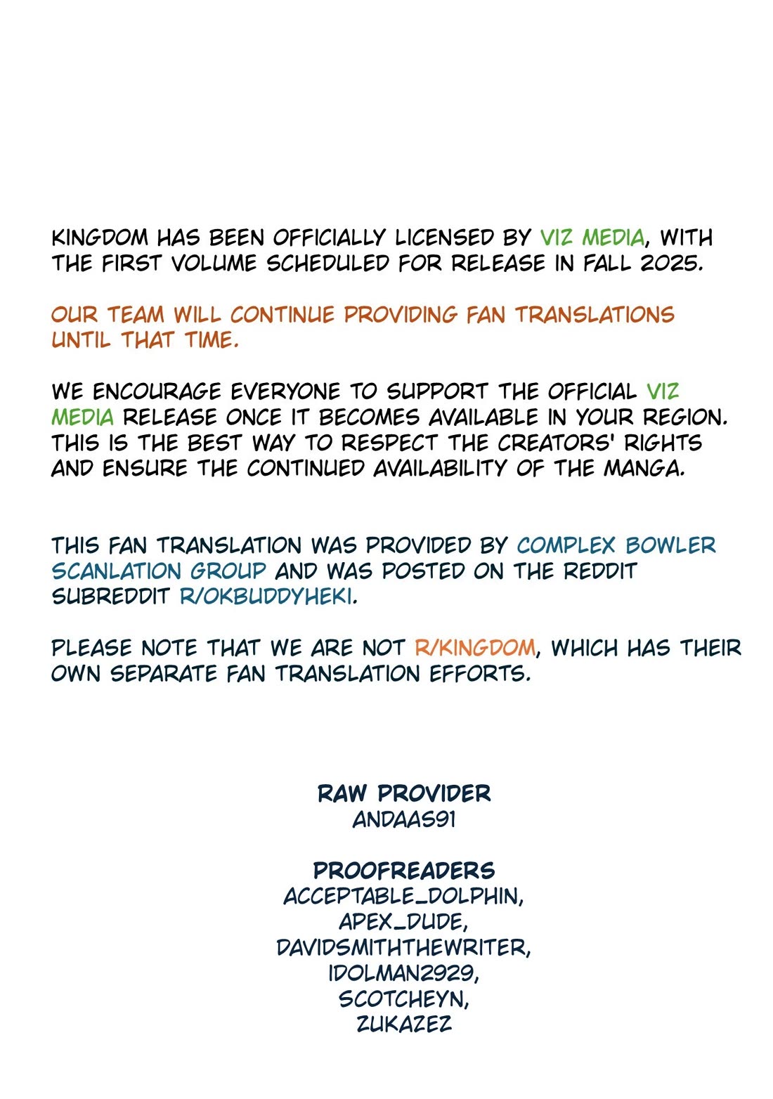 Kingdom manga, chapter 833, page 1 of 20