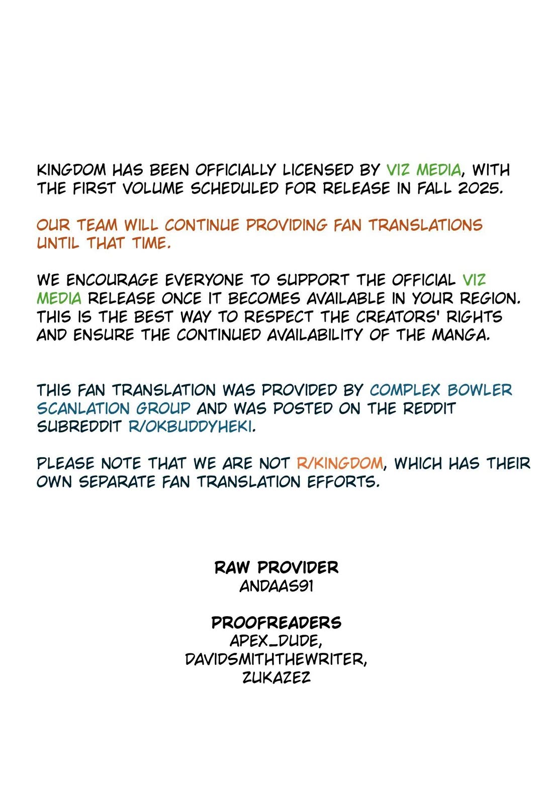 Kingdom manga, chapter 837, page 1 of 21