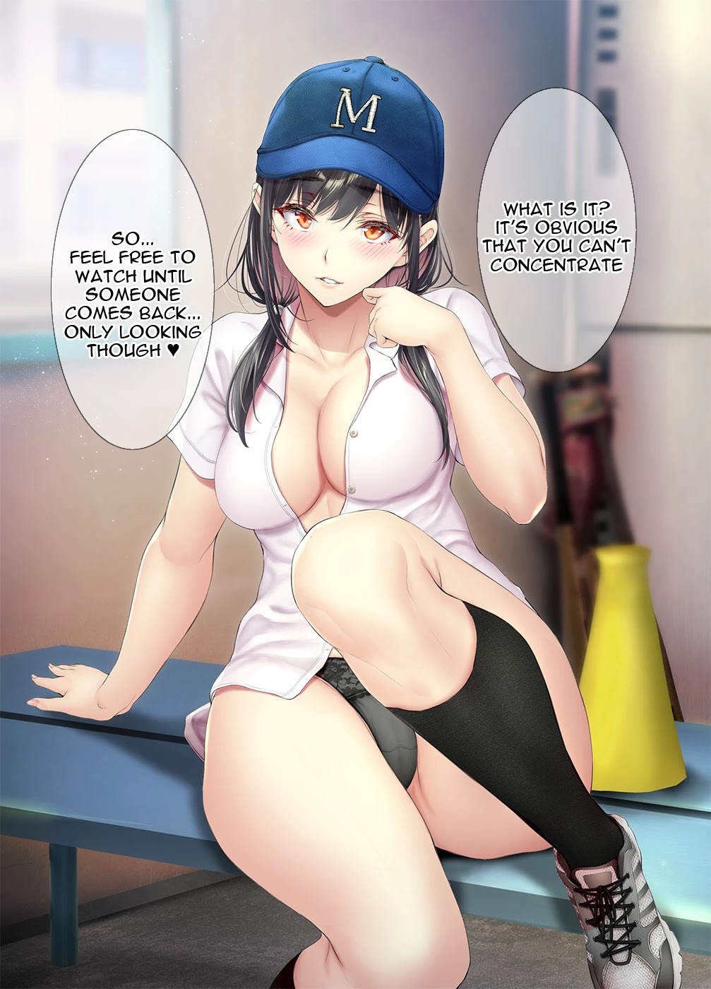 Kininaru Danshi ni ○○ suru On'nanoko. Chapter 25 page 1 - Chapter 25: A female baseball club manager who secretly waits in the club room to give secret support to a boy who's forced to live a celibate life in the dorms.
